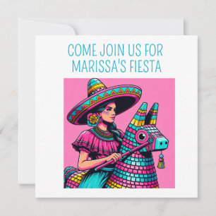 Lustige Festliche Spaß Fiesta Piñata Bunte Pop Art Einladung