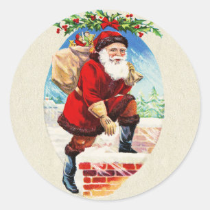 Lustige festliche Vintage viktorianische Weihnacht Runder Aufkleber