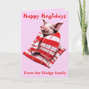 Lustige Festschweine in Decken Weihnachts Tier Lie Karte
