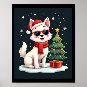 Lustige Festtags-Sonnenbrille Hund mit Weihnachtsb Poster