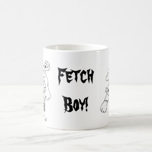 Lustige Fetch Boy Hund Linienkunstzeichnung Tasse
