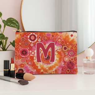 Lustige, fette, orange, heiße pink Batik-Kreis-Kun Zubehörtasche