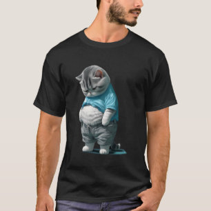 Lustige Fette Traurige Katze Kunst Design Fettes K T-Shirt