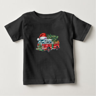 Lustige Feuerwehr Santa Hut Weihnachtsbaumlichter Baby T-shirt