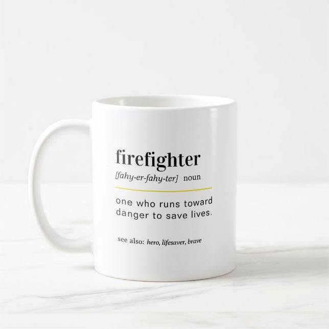 Lustige Feuerwehrmann-Geschenktasse Kaffeetasse (Links)