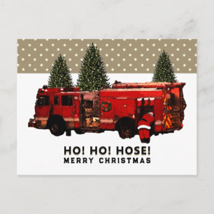 Lustige Feuerwehrmann-Weihnachtsfeiertag-Postkarte Postkarte