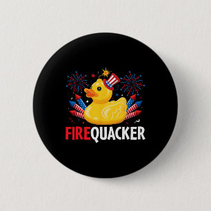 Lustige Feuerwerk-Ente 4. Juli Button