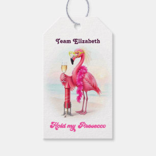 Lustige Feuerwerk-Flamingo-Strand-Junggesellinnena Geschenkanhänger