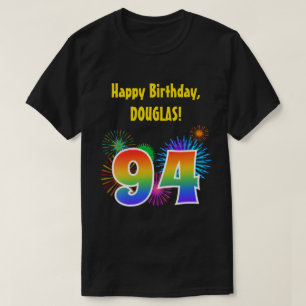 Lustige Feuerwerk + Regenbogen-Muster "94" Geburts T-Shirt