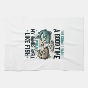 Lustige Fischerei-Zitat Vintage-Gravur-Vektor-Desi Geschirrtuch