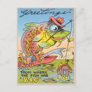 Lustige Fischpostkarte Angler Fisch Cartoon Postkarte