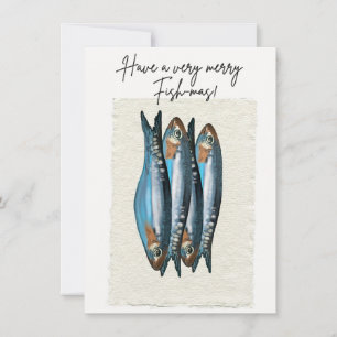 Lustige Fish-Mas-Weihnachtskarte mit illustrierten Feiertagskarte