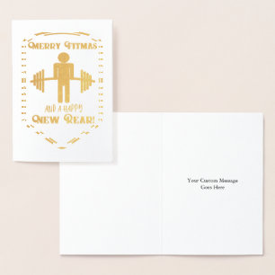 Lustige Fitmas Folien-Weihnachtskarte Folienkarte