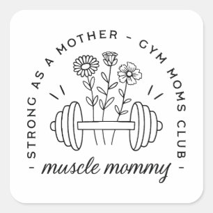 Lustige Fitness-Mama-Club-Muskel-Mami-Muttertags-G Quadratischer Aufkleber