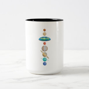 Lustige flache Earther Gesellschafts-flacher Tag Zweifarbige Tasse