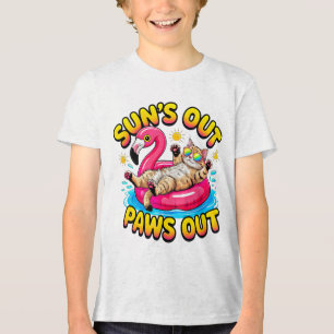 Lustige Flamingo-Schwimmhilfe für Sommerkatzen — C Tri-Blend Shirt