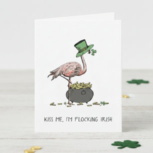 Lustige Flamingo St. Patrick's Day Karte