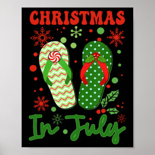Lustige Flip Flops Weihnachten im Juli Xmas Strand Poster