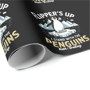 Lustige Flossen hoch, steht mit den mutigen Pingui Geschenkpapier