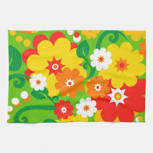 Lustige Flower Power Tapete Geschirrtuch