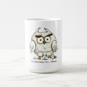 Lustige Fluffige Eulen Cartoon Kaffeetasse