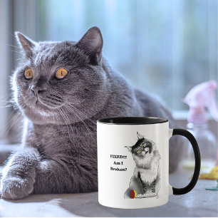 Lustige Fluffige Maine Coon Katze Grüner Humor Tasse
