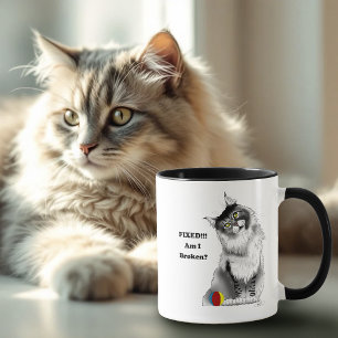Lustige Fluffige Maine Coon Katze Grüner Humor Tasse