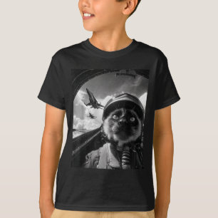 Lustige Flugzeug Katze Jet Pilot Selfie Siamese Kä T-Shirt