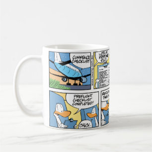 Lustige Flugzeug-Start-Checklisten-Cartoon-Tasse Kaffeetasse