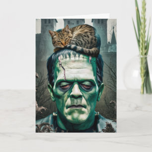 Lustige Frankenstein-Katze-Nickerchen-Grußkarte Karte