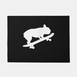 lustige französische Bulldogge auf Skateboard Fußmatte
