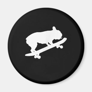 lustige französische Bulldogge auf Skateboard Magnet