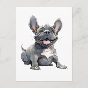 Lustige Französische Bulldogge Cartoon Postkarte