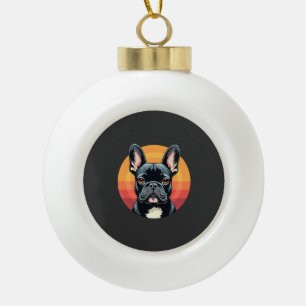 Lustige Französische Bulldogge Retro-Outfits Kleid Keramik Kugel-Ornament