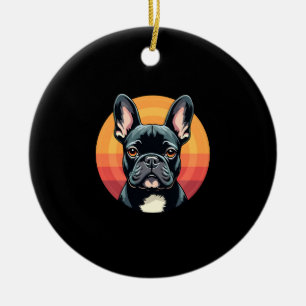 Lustige Französische Bulldogge Retro-Outfits Kleid Keramik Ornament