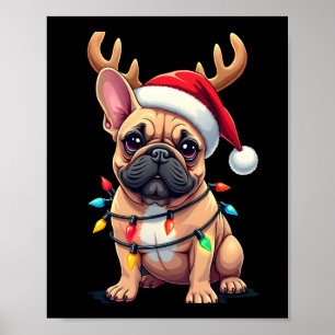 Lustige Französische Bulldogge Weihnachtslicht San Poster