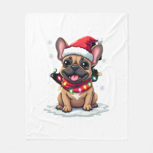 Lustige Französische Bulldoggen Weihnachten Santa Fleecedecke