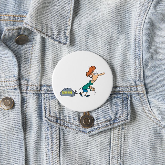 Lustige Frau mit emotionalem Gepäck Button (Von Creator hochgeladen)