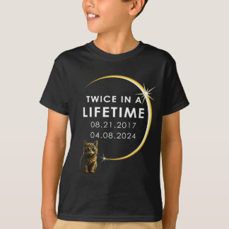 Lustige Frauen Katze Totale Sonnenfinsternis Zweim T-Shirt