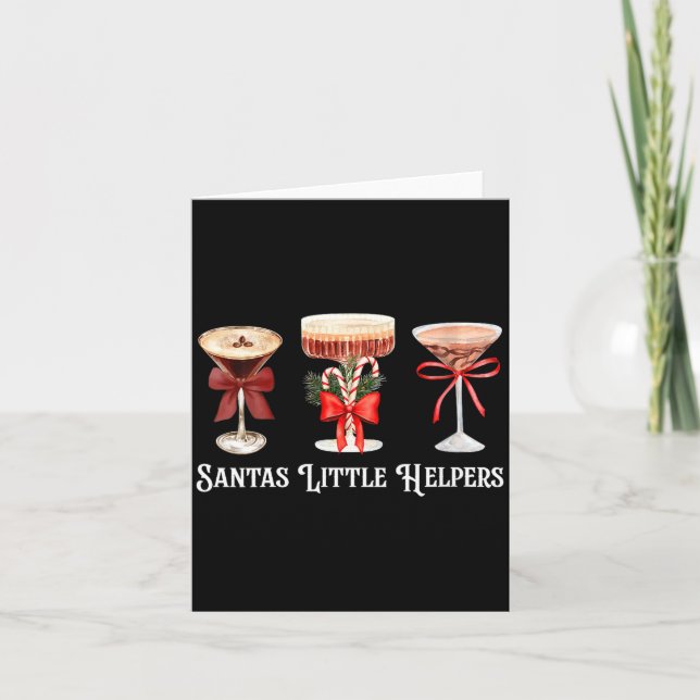 Lustige Frauen Santa's Little Helper Martini Schwa Karte (Vorderseite)