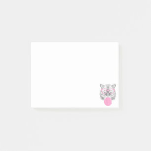 Lustige Frauen-Tigerbrille & Rosa Bubble Gum Anim Post-it Klebezettel