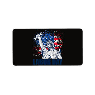 Lustige Freiheitsstatue USA-Flagge Labor Day Patri Adressaufkleber