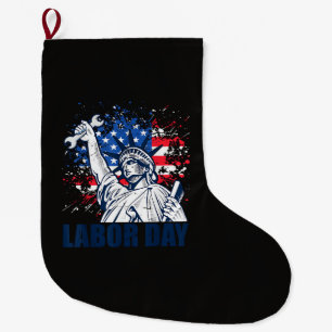 Lustige Freiheitsstatue USA-Flagge Labor Day Patri Großer Weihnachtsstrumpf