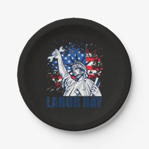 Lustige Freiheitsstatue USA-Flagge Labor Day Patri Pappteller