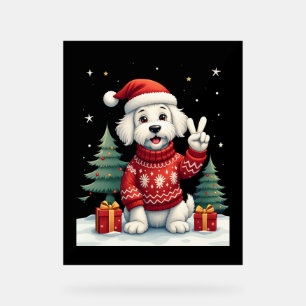 Lustige Friedenshand Malteser Weihnachtsbeleuchtun Acrylschild