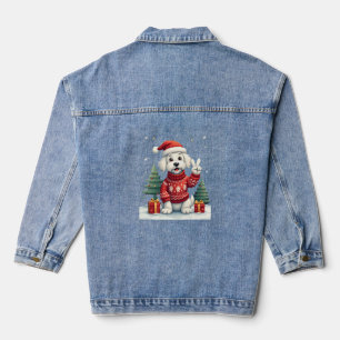 Lustige Friedenshand Malteser Weihnachtsbeleuchtun Jeansjacke
