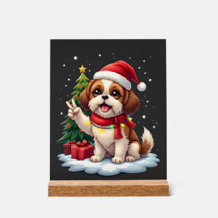 Lustige Friedenshand Shih Tzu Weihnachtslichter Da Acrylschild