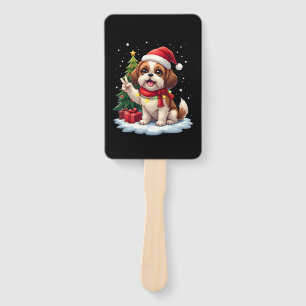 Lustige Friedenshand Shih Tzu Weihnachtslichter Da Fächer