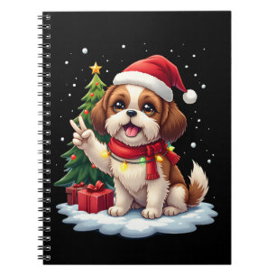 Lustige Friedenshand Shih Tzu Weihnachtslichter Da Notizblock