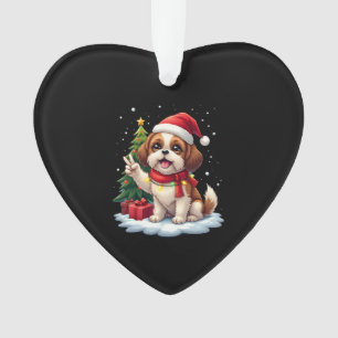 Lustige Friedenshand Shih Tzu Weihnachtslichter Da Ornament